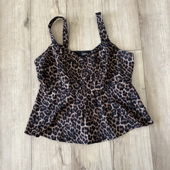 torrid Tops - Torrid Sweetheart Cami On the Prowl Leopard Chocolate Top Tank Sleeveless Peplum